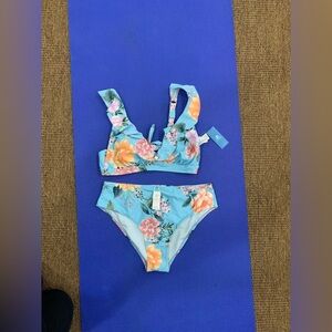 Cupshe Floral Bikini - Blue and Orange